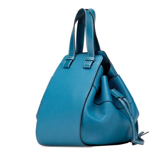 LOEWE Anagram Logo Hammock Mini Handbag/Shoulder Bag, 2-Way, Blue Leather, Wo... - Picture 2 of 8